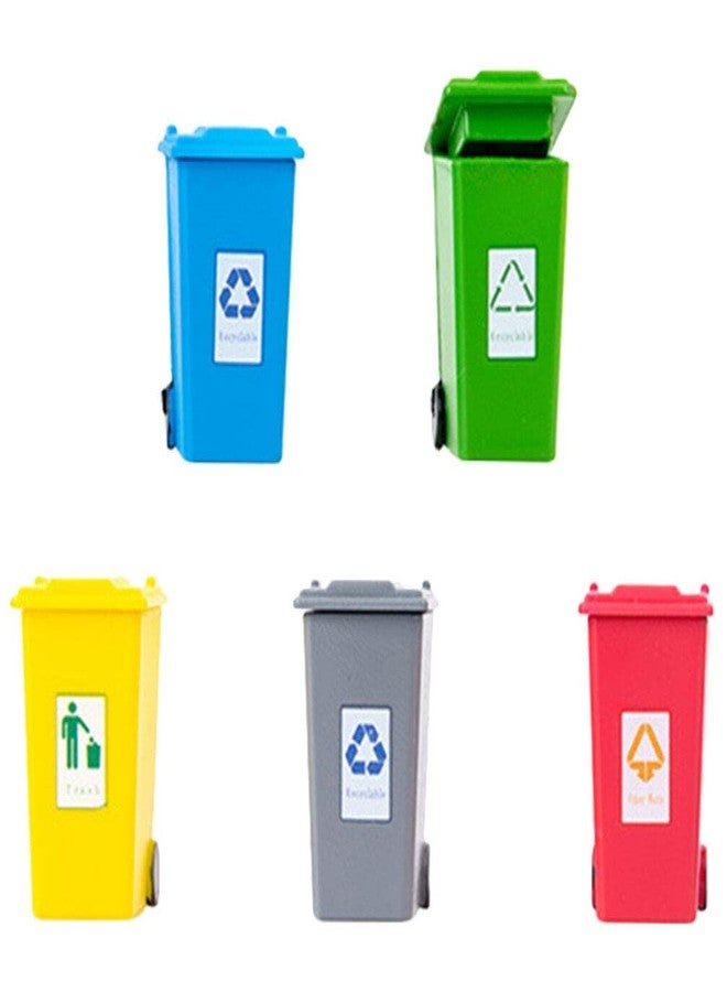 SHINEOFI Miniature Garbage Cans Mini Trash Can Toys with Opened Lids Simulation Curbside Waste Bin Model for Kids Toys Mini Recycle Bin Dollhouse Decor 1: 87 Scale - Image 1